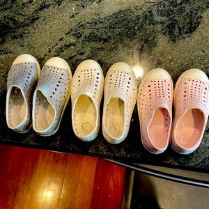 Native shoes girls size C11 3 shoes silver white light pink